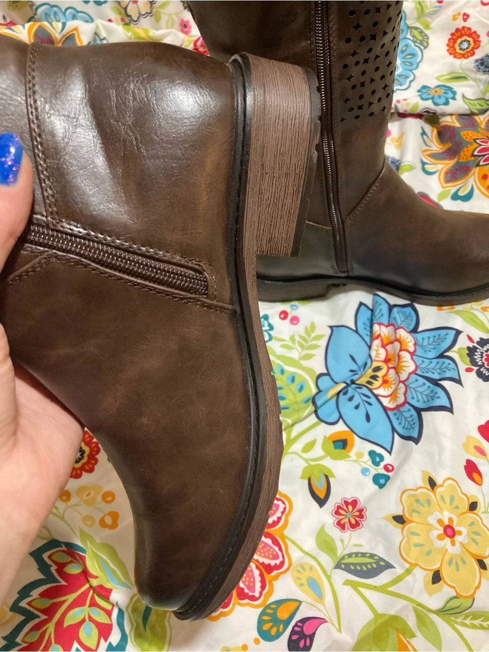 Valenti Franco Brown Barcelona Perforated Knee High Boots Size 7M